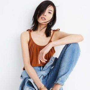 NWT Madewell Gathered Neck Tank in Burnt Sienna
